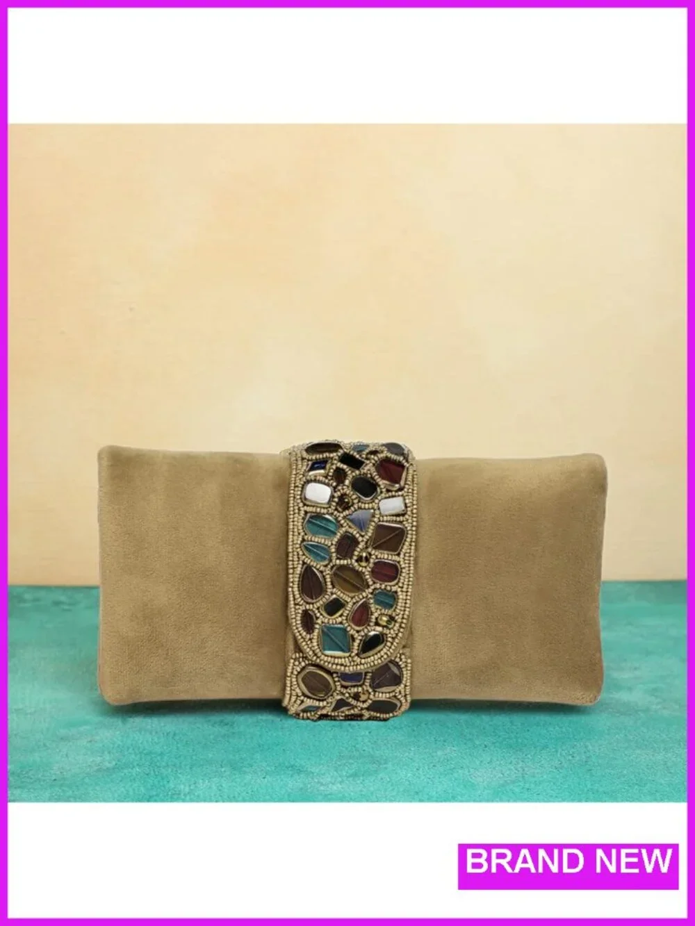Handmade Fabric Drawstring Clutch Evening Bag for Women Bridal Wedding Party